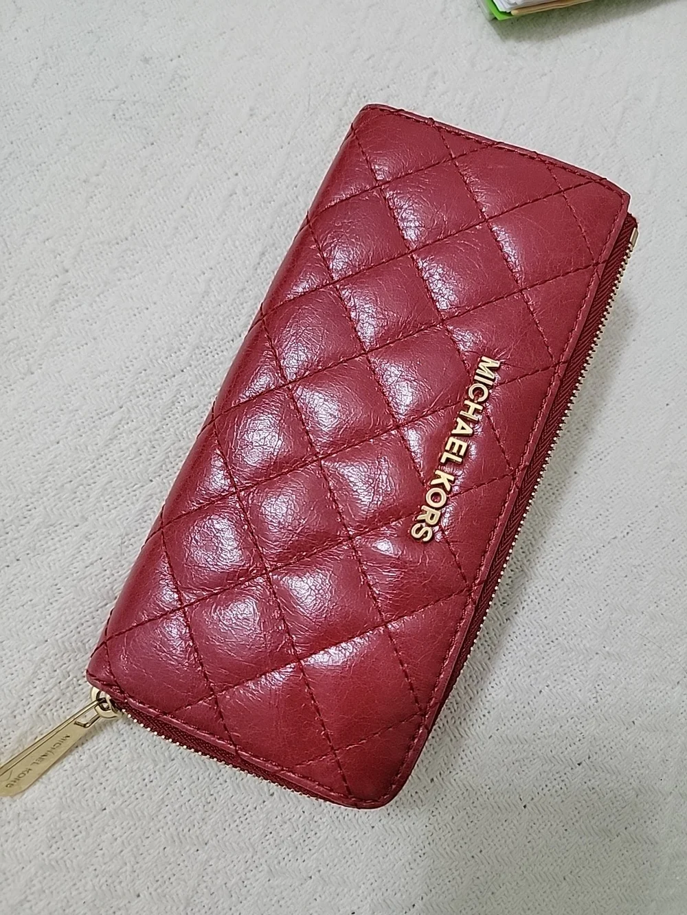Michael Kors Quilted Red Zip Wallet